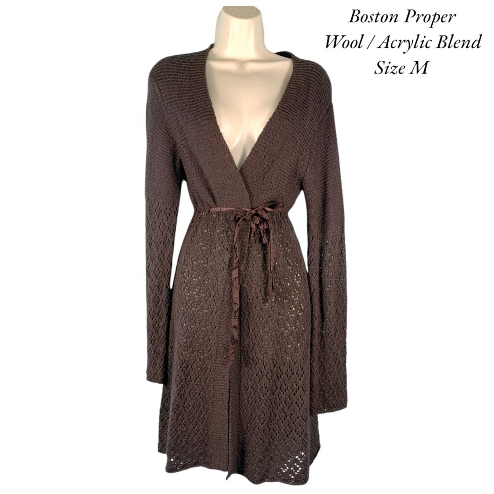 Crocheted Wool Blend Duster Sweater - image 1